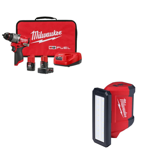 Milwaukee 3404-22 M12 FUEL 1/2" Drill/Driver Kit w/ FREE 2367-20 M12 Flood Light