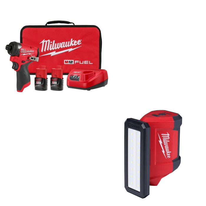 Milwaukee 3453-22 M12 FUEL Impact Driver Kit w/ FREE 2367-20 M12 Flood Light