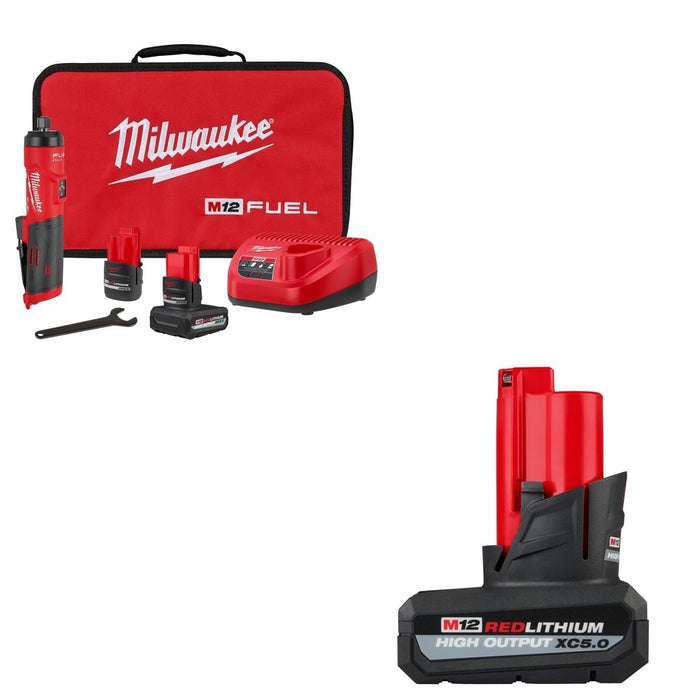 Milwaukee 3486-22 M12 FUEL 1/4" Straight Die Grinder W/ FREE 48-11-2450 Battery Pack