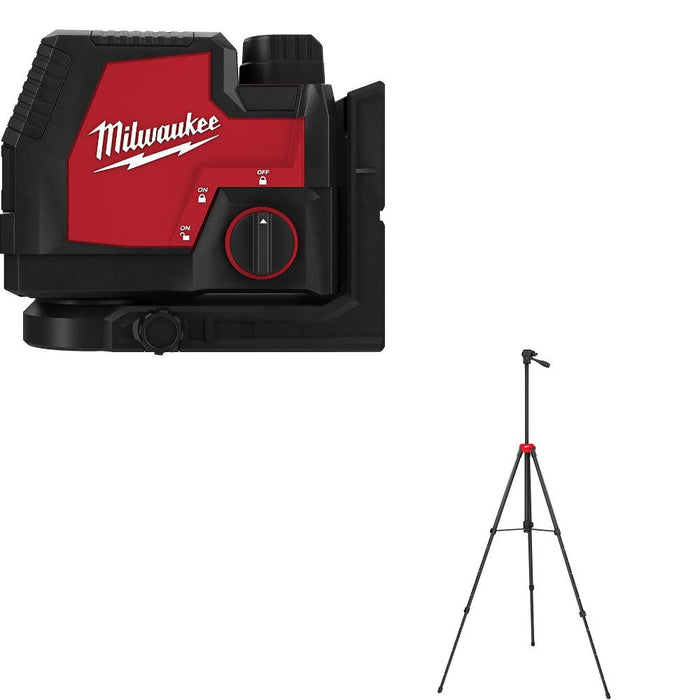 Milwaukee 3521-21 Green Cross Line Laser Kit W/ FREE 48-35-1411 72" Tripod
