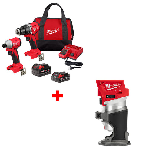 Milwaukee 3693-22CX M18 2-Tool Combo Kit W/ FREE 2723-20 M18 FUEL ROUTER, BARE