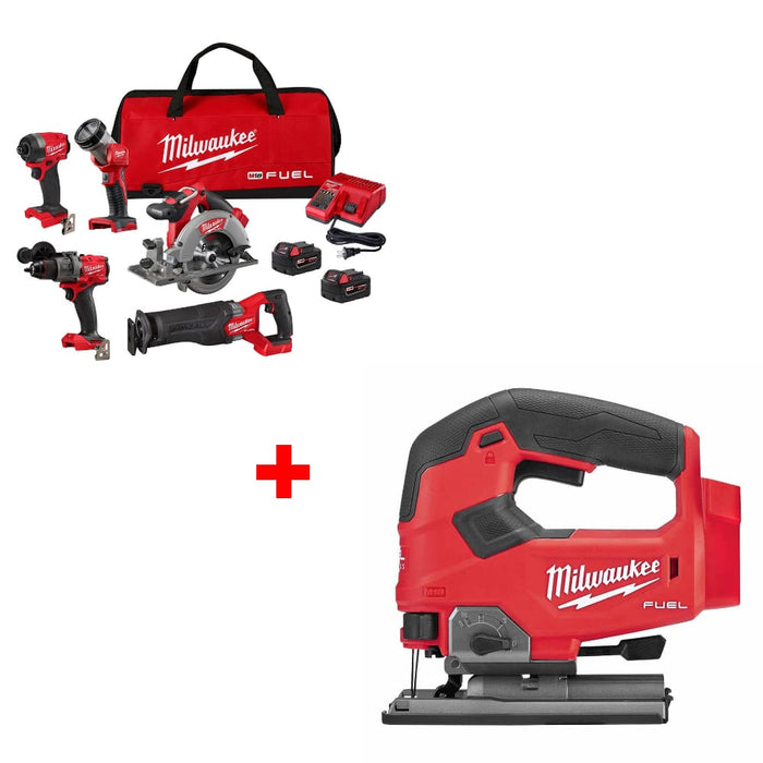 Milwaukee 3697-25 M18 FUEL 5-Tool Combo Kit w/ FREE 2737-20 M18 Jig Saw, Bare