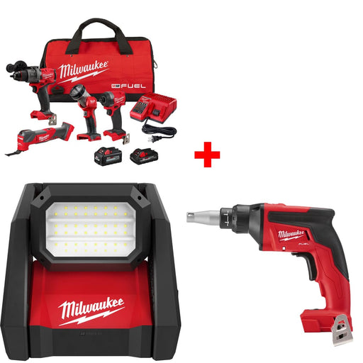 Milwaukee 3698-24MT M18 4-Tool Combo Kit w/ FREE 2366-20 Flood Light & Screw Gun