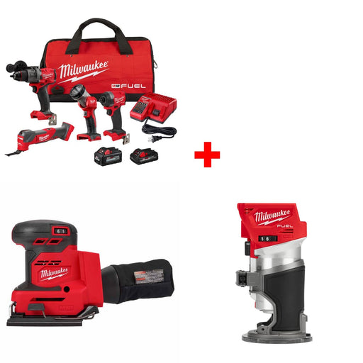 Milwaukee 3698-24MT M18 4-Tool Combo Kit w/ FREE 2649-20 M18 Sander & Router