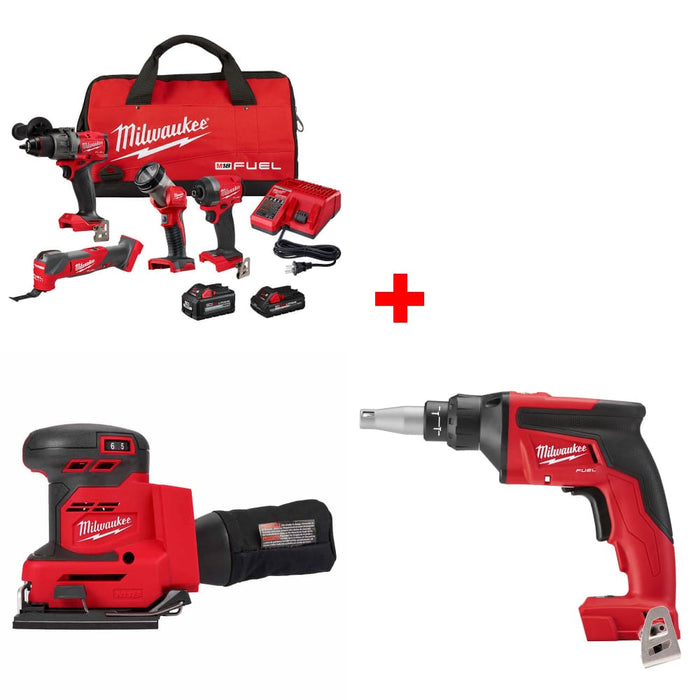 Milwaukee 3698-24MT M18 4-Tool Combo Kit w/ FREE 2649-20 M18 Sander & Screw Gun