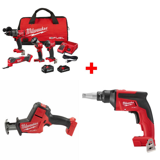 Milwaukee 3698-24MT M18 4-Tool Combo Kit w/ FREE 2719-20 Hackzall & Screw Gun