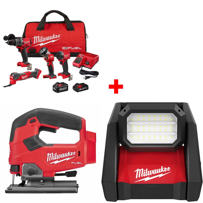 Milwaukee 3698-24MT M18 4-Tool Combo Kit w/ FREE 2737-20 Jig Saw & Flood Light