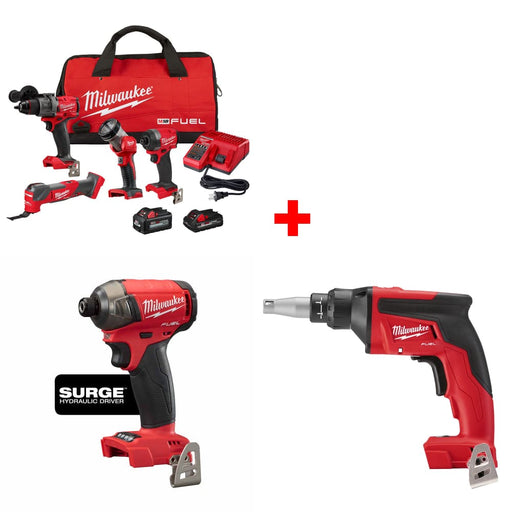 Milwaukee 3698-24MT M18 4-Tool Combo Kit w/ FREE 2760-20 Hex Driver & Screw Gun