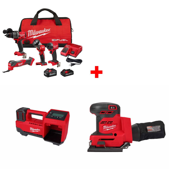 Milwaukee 3698-24MT M18 FUEL 4-Tool Combo Kit w/ FREE M18 Inflator & Sander