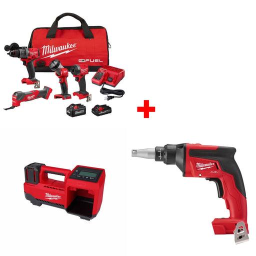 Milwaukee 3698-24MT M18 FUEL 4-Tool Combo Kit w/ FREE M18 Inflator & Screw Gun