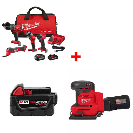 Milwaukee 3698-24MT M18 4-Tool Combo Kit w/ FREE 48-11-1850 Battery  & Sander