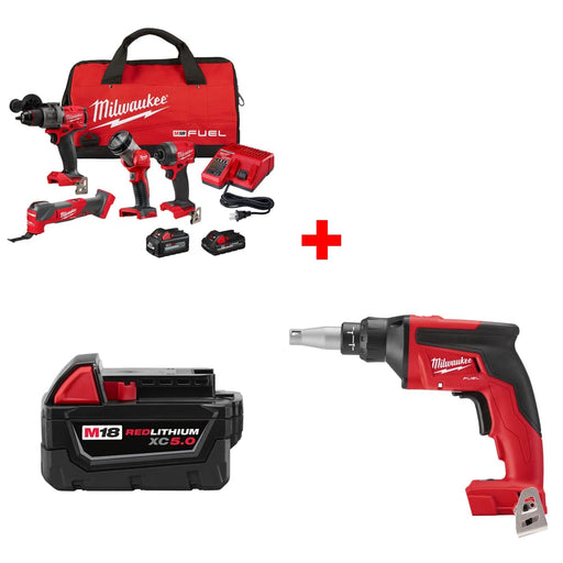 Milwaukee 3698-24MT M18 4-Tool Combo Kit w/ FREE 48-11-1850 Battery  & Screw Gun