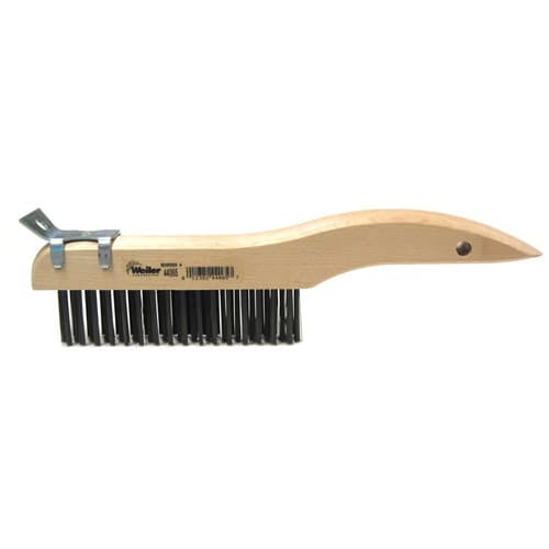 Weiler 44065 Hand Wire Scratch Brush w/Scraper, .012 Steel Fill, Shoe Handle, 4 x 16 Rows