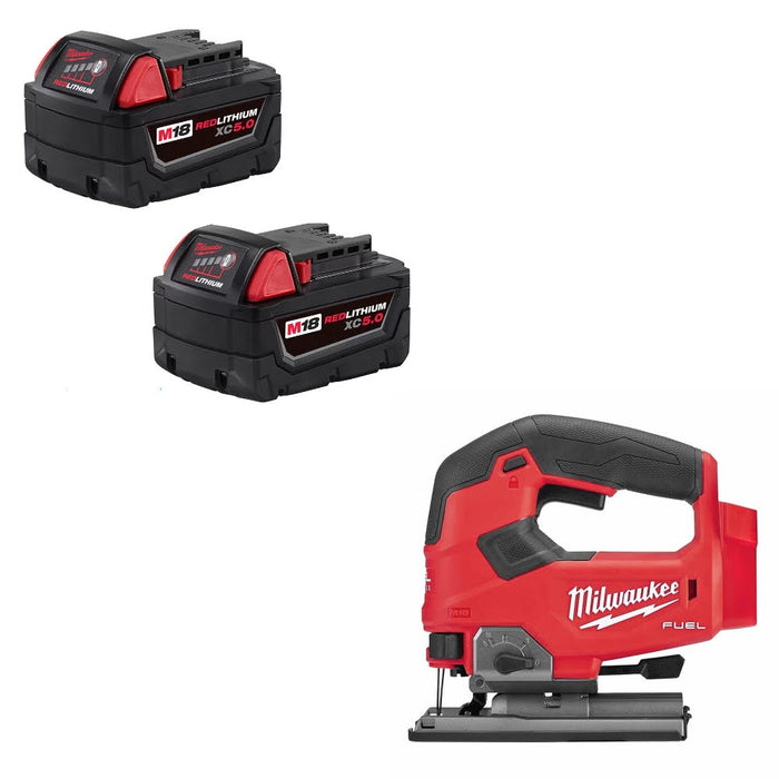 Milwaukee 48-11-1852 M18 XC5.0 Battery 2Pk w/ FREE 2737-20 M18 Jig Saw, Bare