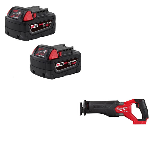 Milwaukee 48-11-1852 M18 XC5.0 Battery-2 Pack W/ FREE 2821-20 M18 FUEL Recip Saw