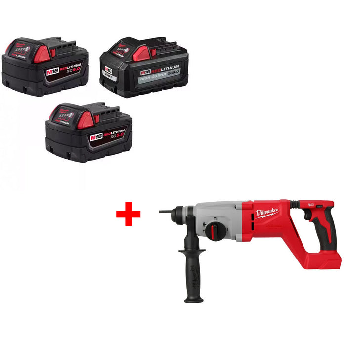 Milwaukee 48-11-1856 M18 18V Battery 3-Pack W/ FREE 2613-20 M18 Rotary Hammer