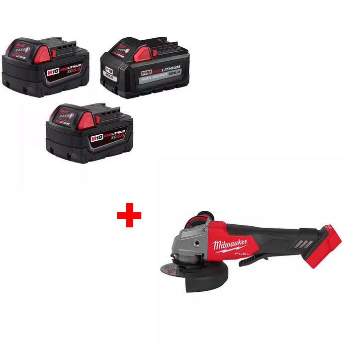 Milwaukee 48-11-1856 M18 18V Battery 3-Pack W/ FREE 2880-20 M18 FUEL Grinder