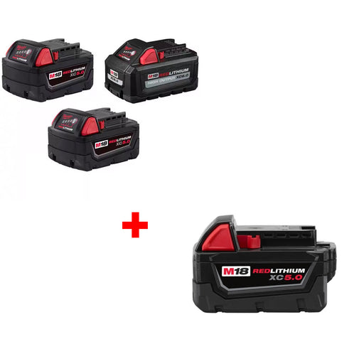 Milwaukee 48-11-1856 M18 18V Battery 3-Pack W/ FREE 48-11-1850 M18 Battery Pack