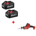 Milwaukee 48-11-1862 M18 XC6.0 Battery 2Pk w/ FREE 2719-20 M18 Hackzall, Bare