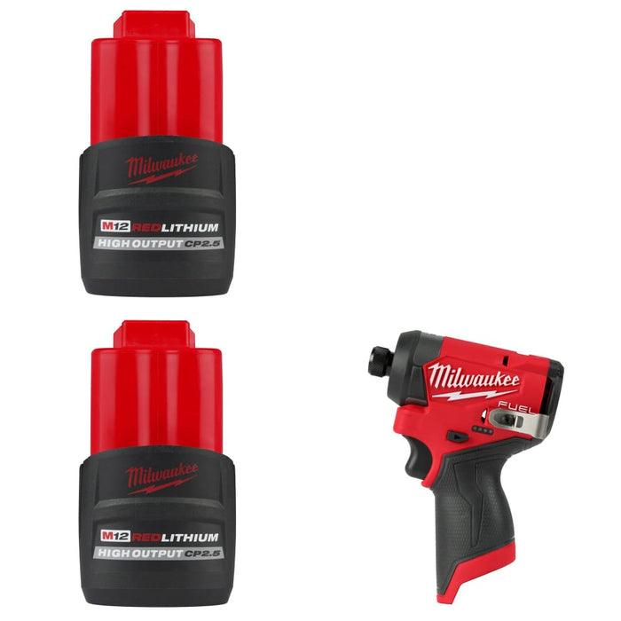 Milwaukee 48-11-2425 M12 Battery-2Pk w/ FREE 3453-20 M12 FUEL Impact Driver