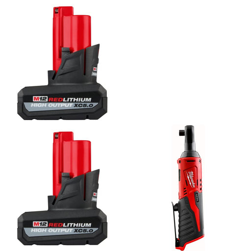 Milwaukee 48-11-2450 M12 XC5.0 Battery-2 Pack w/ FREE 2457-20 M12 3/8" Ratchet