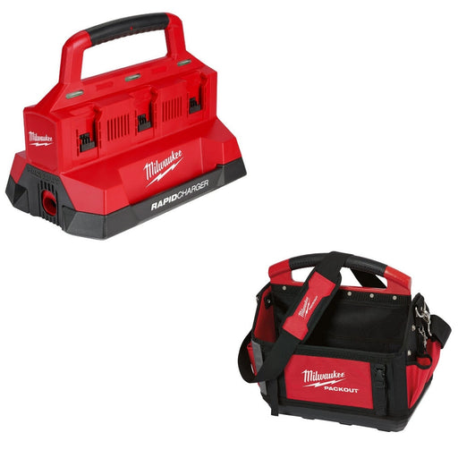 Milwaukee M18 PACKOUT Six Bay Rapid Charger Kit W/ FREE 15" Tote