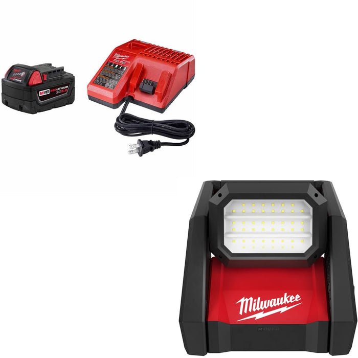 Milwaukee 48-59-1850 M18 XC 5.0 Starter Kit W/ FREE 2366-20 M18 Flood Light