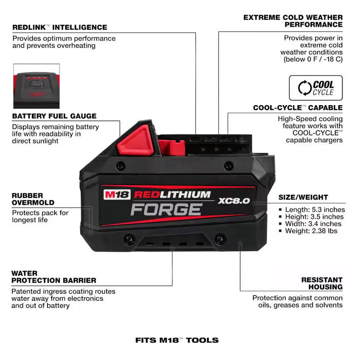 Milwaukee 48-59-1881SC M18 Starter Kit W/ FREE 48-11-1881 M18 XC8.0 Battery Pack - 2