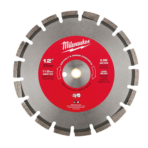 Milwaukee 49-93-7235 12" Asphalt & Green Concrete Segmented Saw Blade - 2