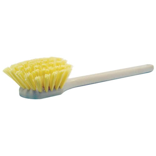 Weiler 79109 20" Utility Scrub Brush, Yellow Polypropylene Fill, Long Handle, Foam Block