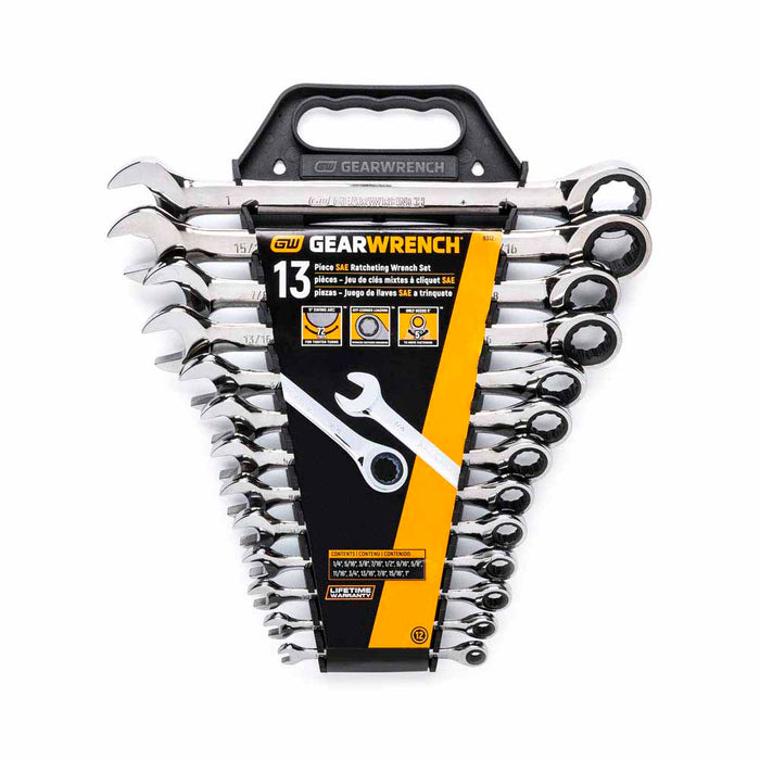 GearWrench 9312 13 Pc. 72-Tooth 12 Point Ratcheting Combination SAE Wrench Set - 4