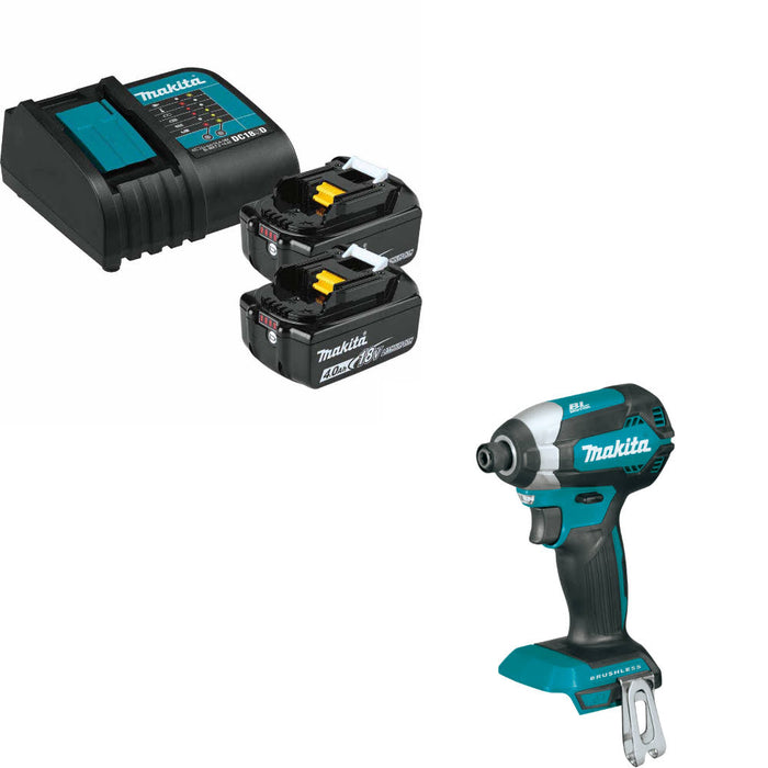 Makita BL1840BSC2 18V LXT Starter Pack W/ FREE XDT13Z 18V LXT Impact Driver