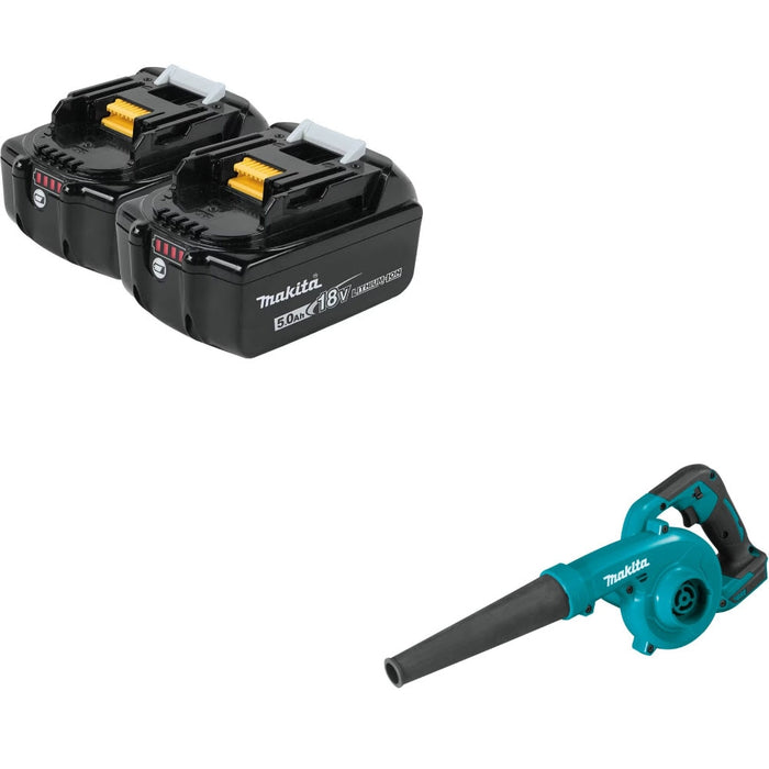 Makita BL1850B-2 18V 5.0Ah Battery Kit W/ FREE XBU05Z 18V Blower