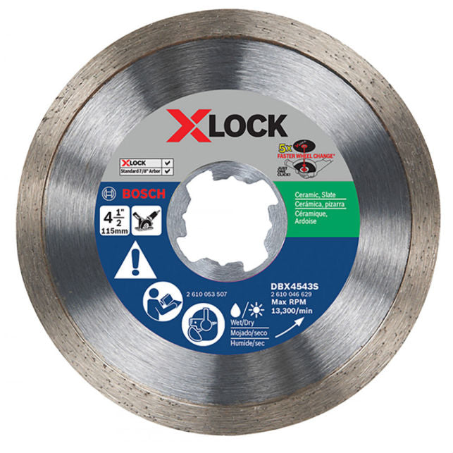 Bosch DBX4543S 4-1/2" Continuous Rim Diamond Blade, X-Lock, 5 Pack