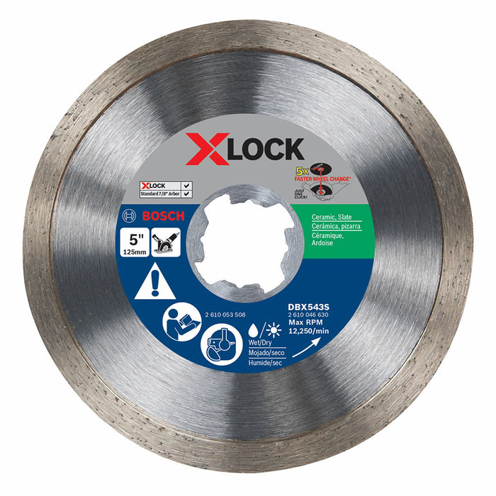 Bosch DBX543S 5" Continuous Rim Diamond Blade, X-Lock, 5 Pack