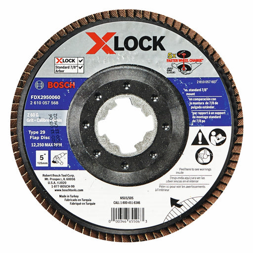 Bosch FDX2950060 5" X-LOCK Type 29 60 Grit Flap Disc for Grinding and Blending