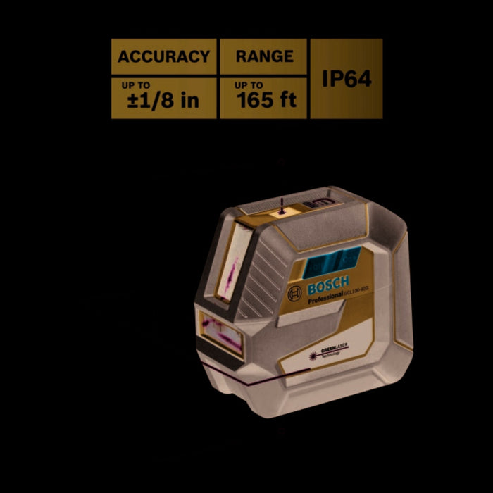 Bosch GCL100-40G Green-Beam Self-Leveling Cross-Line Laser with Plumb Points - 13