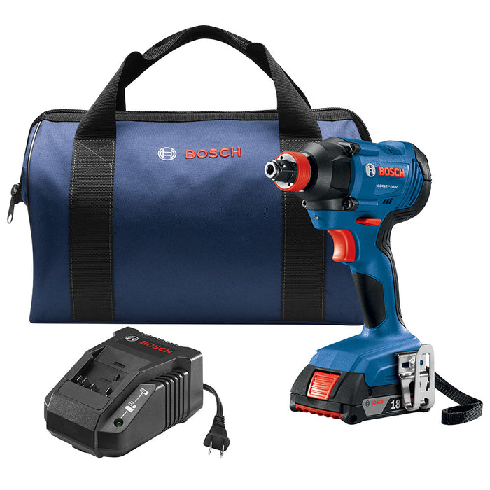 Bosch GDX18V-1600B12 18 V 1/4" and 1/2" Two-In-One Bit/Socket Impact Driver Kit