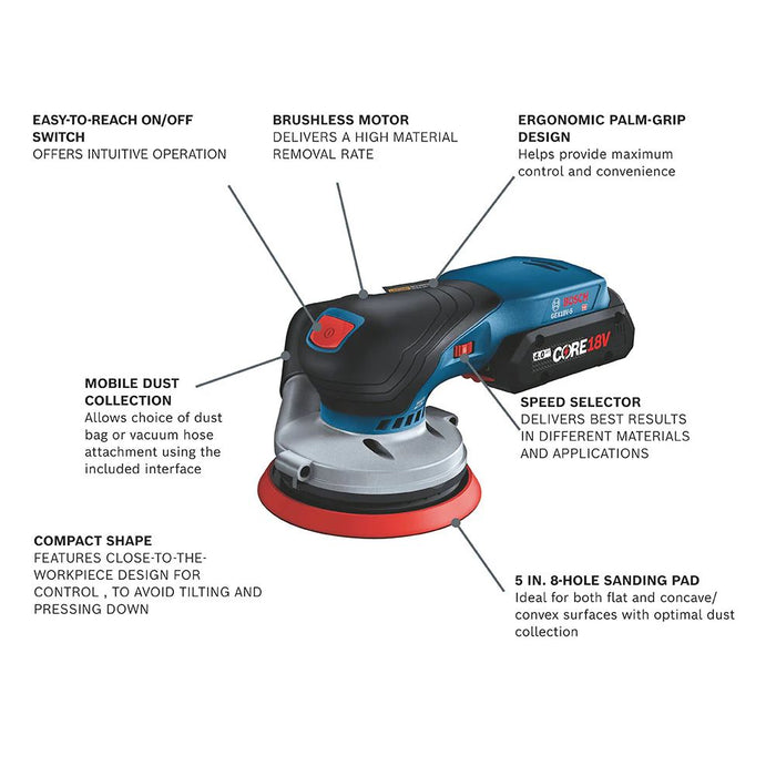 Bosch GEX18V-5N 18V Brushless 5 In. Random Orbit Sander (Bare Tool) - 2