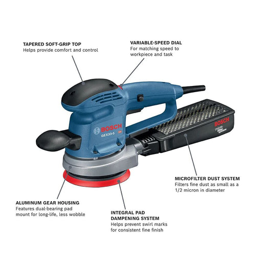 Bosch GEX33-5N 5 In. Multi-Hole Random Orbit Sander/Polisher - 2