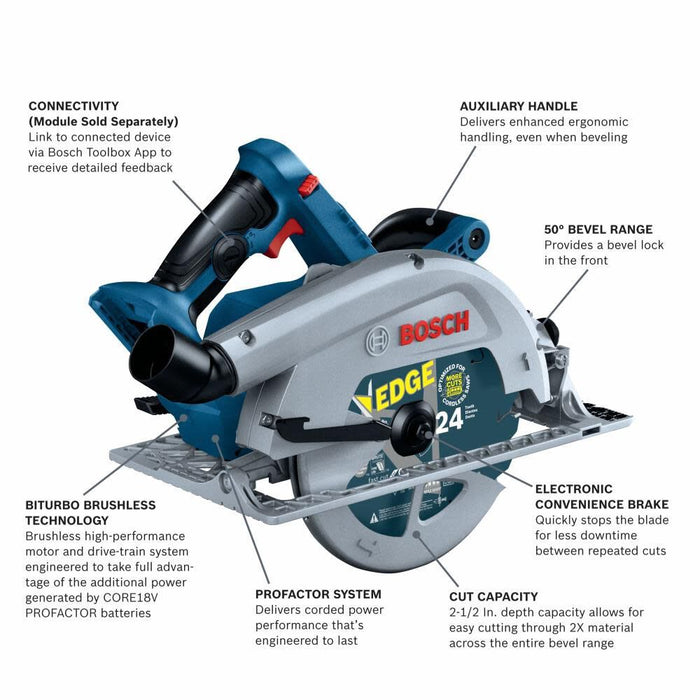 Bosch GKS18V-25CN PROFACTOR 18V Connected-Ready 7-1/4 In. Circular Saw (Bare Tool) - 2