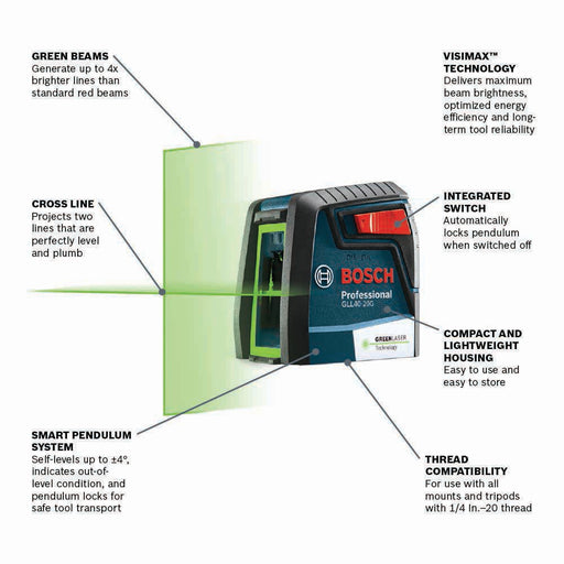 Bosch GLL40-20G Green-Beam Self-Leveling Cross-Line Laser - 2