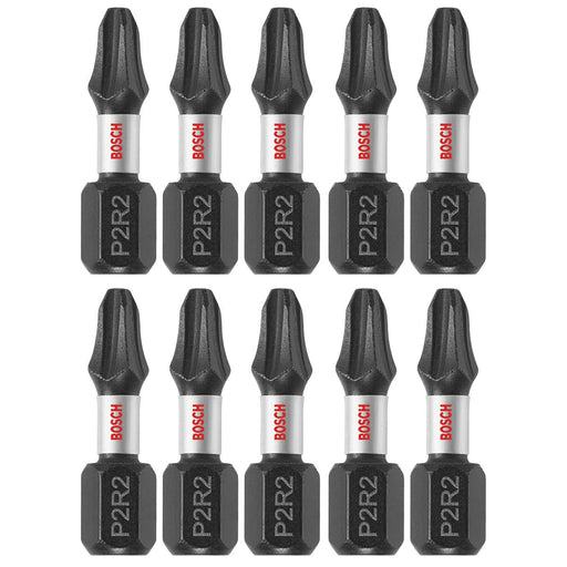 Bosch ITP2R21B 10-Pc Impact Tough 1" Phillips/Square #2 Insert Bits