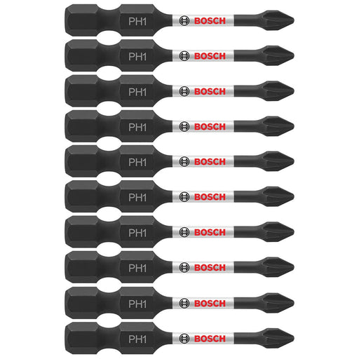 Bosch ITPH12B 10-Pc Impact Tough 2" Phillips #1 Power Bits