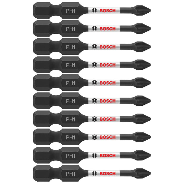 Bosch ITPH12B 10-Pc Impact Tough 2" Phillips #1 Power Bits