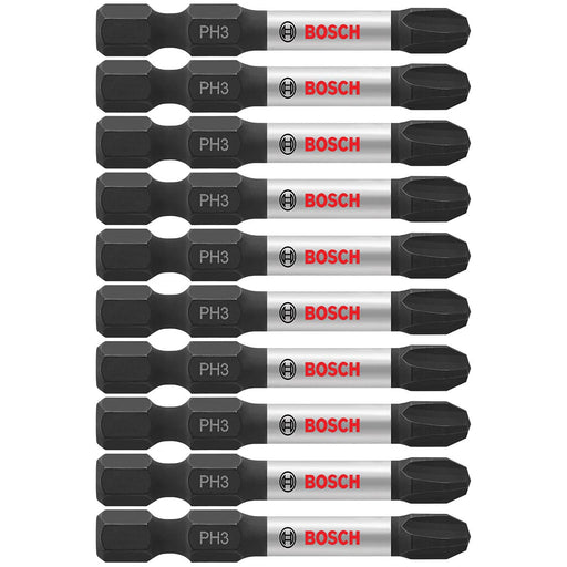 Bosch ITPH32B 10-Pc Impact Tough 2" Phillips #3 Power Bits