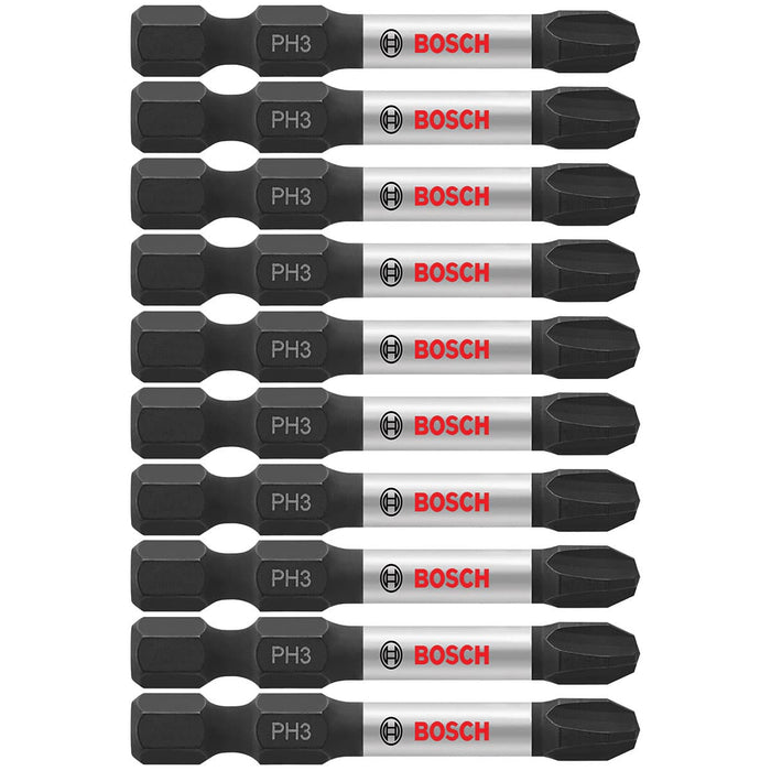 Bosch ITPH32B 10-Pc Impact Tough 2" Phillips #3 Power Bits