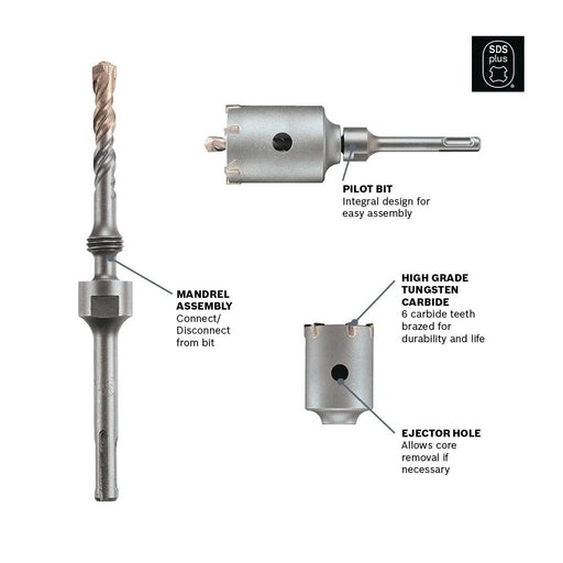 Bosch T3919SC 3-1/2" SDS-plus Thin-wall Core Bit for Masonry Brick and Block - 2