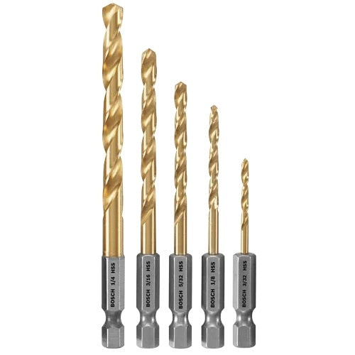 Bosch TI9IM Titanium Nitride Coated Impact Twist Drill Bit Set for Metal and Hardwood (9 Piece)