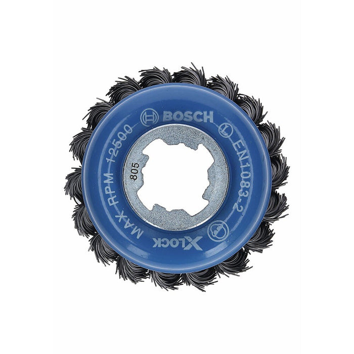 Bosch WBX328 3" Cup Brush, Knotted, Carbon Steel, X-Lock, 5 Pack - 3
